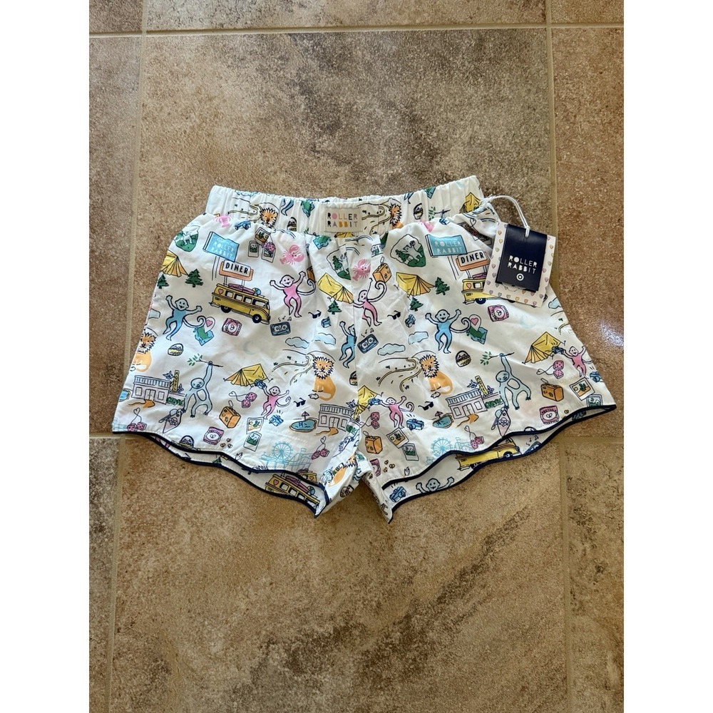 NEW Roller Rabbit Women's Roadtrip Poplin Boxer Pajama Shorts Sz XXS NWT